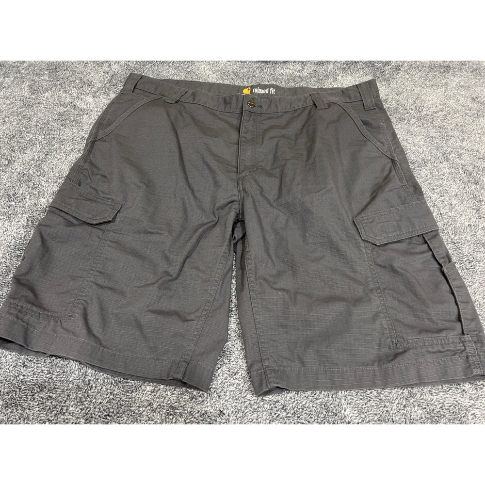 Carhartt Relaxed Fit Cargo Shorts Mens 42 Grey Ripstop Workwear 103543 029